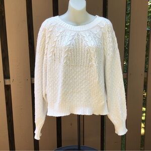 American Eagle Off White Crew Neck Sweater